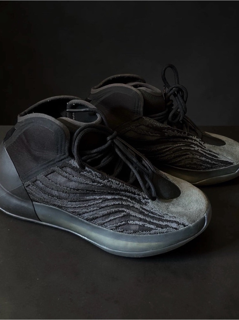 Adidas Yeezy Basketball Black/Gray Mid Top Lace-Up Men’s Sneaker